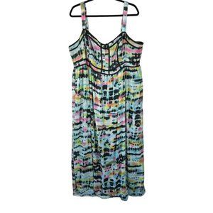 Torrid Dress Womens Plus Size 20 Tie Dye Colorful Sleeveless Maxi Length Flowy